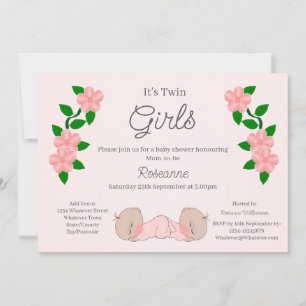 Invitation Baby shower Twin Baby Girls