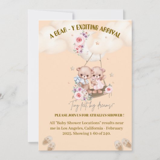 Invitation baby shower Twin bear (Devant)