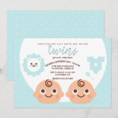 Invitation Baby shower Twin Boys (Devant / Derrière)