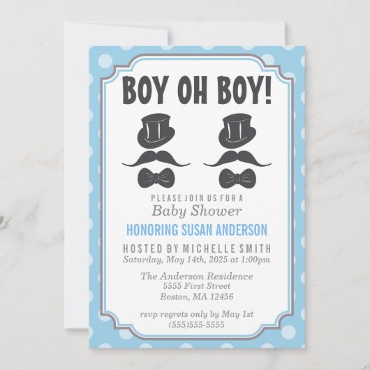 Invitation Baby shower Twin Boys (Devant)