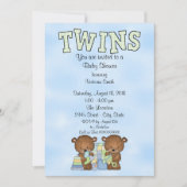 Invitation Baby shower Twin Boys Teddy Bear (Devant)