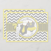 Invitation Baby shower Twin Cravate Tutu Chevron (Devant / Derrière)