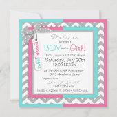 Invitation Baby shower Twin Cravate Tutu Chevron (Dos)