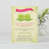 Invitation Baby shower Twin Deux Pois Dans Un Rose (Debout devant)