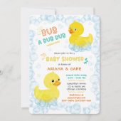 Invitation Baby shower Twin en caoutchouc (Devant)