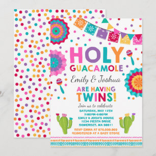 Invitation Baby shower Twin Fiesta Saint Guacamole