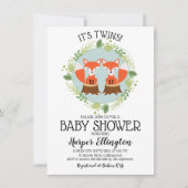 Invitation Baby shower Twin Fox (Devant)