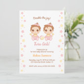 Invitation Baby shower Twin Girls (Debout devant)