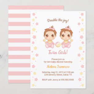 Invitation Baby shower Twin Girls