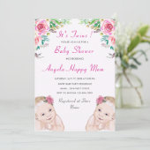 Invitation Baby shower Twin Girls (Debout devant)