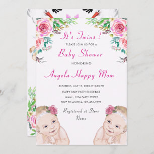 Invitation Baby shower Twin Girls