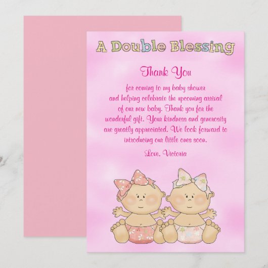 Invitation Baby shower Twin Girls (Devant / Derrière)