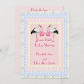 Invitation Baby shower Twin Girls (Devant / Derrière)