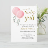 Invitation Baby shower Twin Girls (Debout devant)