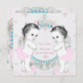 Invitation Baby shower Twin Girls (Devant / Derrière)