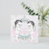 Invitation Baby shower Twin Girls (Debout devant)