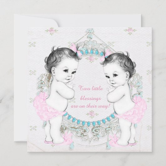 Invitation Baby shower Twin Girls (Devant)