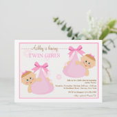 Invitation Baby shower Twin Girls Bundles (Debout devant)