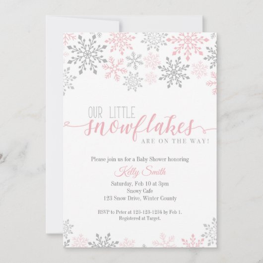 Invitation Baby shower, Twin Girls, Hiver, Twins (Devant)