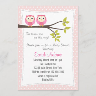 Invitation Baby shower Twin Girls rose