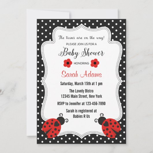 Invitation Baby shower Twin Girls rose (Devant)