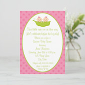 Invitation Baby shower Twin Girls Two Peas (Debout devant)