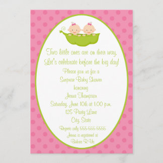 Invitation Baby shower Twin Girls Two Peas