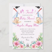 Invitation Baby shower Twin Girls - Vos couleurs (Devant)