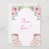 Invitation Baby shower Twin Girls - Vos couleurs (Dos)