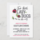 Invitation Baby shower Twin Ladybug (Devant)