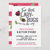 Invitation Baby shower Twin Ladybug (Devant / Derrière)