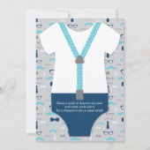 Invitation Baby shower Twin Little Men, Bleu, Gris (Dos)