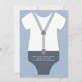 Invitation Baby shower Twin Little Men, Blue Grey (Dos)