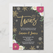 Invitation Baby shower Twin Winter Twin Christmas (Devant)