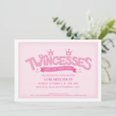 Invitation Baby shower Twincess Twin Girls (Rose) (Debout devant)