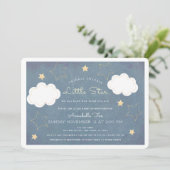 Invitation Baby shower Twinkle Little Star Blue Chalkboard (Debout devant)