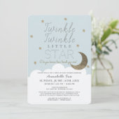 Invitation Baby shower Twinkle Little Star Blue Drive-by (Debout devant)