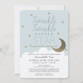 Invitation Baby shower Twinkle Little Star Blue Drive-by (Devant)