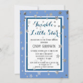 Invitation Baby shower Twinkle Little Star Blue Silver Stars (Devant)