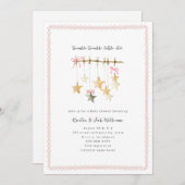 Invitation Baby shower Twinkle Little Star Boho Bows (Devant / Derrière)