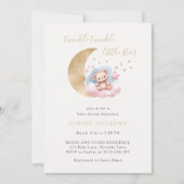 Invitation Baby shower Twinkle Little Star Gold Moon (Devant)