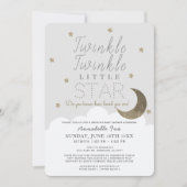 Invitation Baby shower Twinkle Little Star Grey Drive-by (Devant)