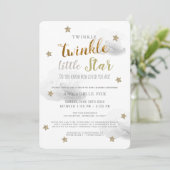 Invitation Baby shower Twinkle Little Star Grey Drive-by (Debout devant)