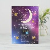 Invitation Baby shower Twinkle Little Star Purple Gold Moon (Debout devant)