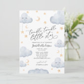 Invitation Baby shower Twinkle Little Star Yellow Stripes (Debout devant)