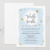 Invitation Baby shower Twinkle Twinkle Little Star (Devant / Derrière)