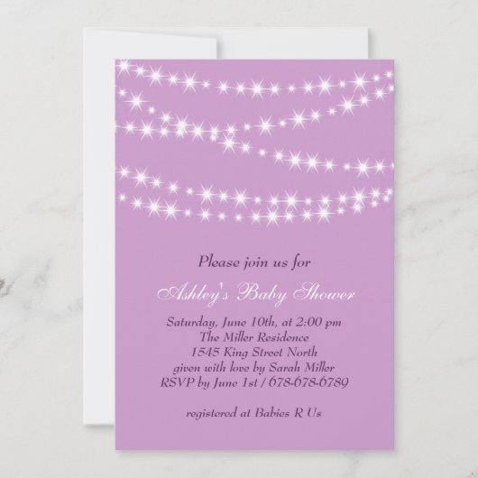 Invitation Baby shower Twinkle Twinkle Little Star (Devant)