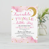 Invitation Baby shower Twinkle Twinkle (Pink & Gold) (Debout devant)