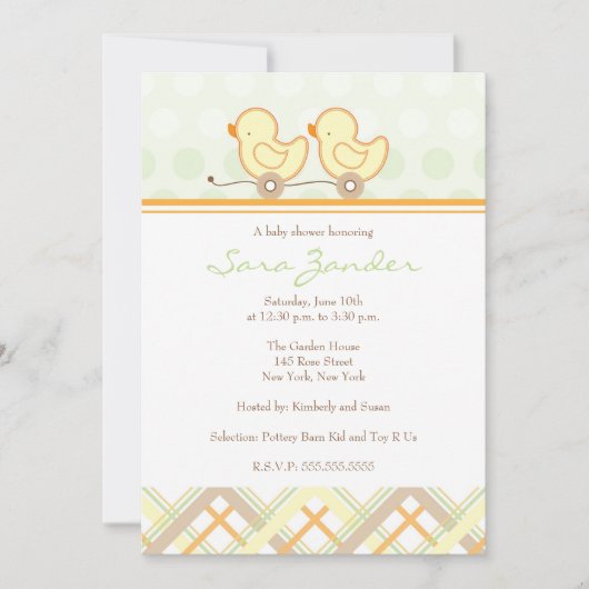 Invitation baby shower - Twins (Devant)