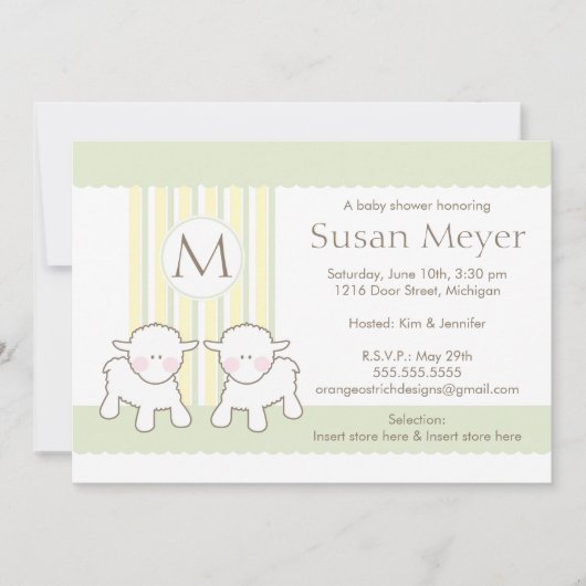 Invitation Baby shower - Twins (Devant)